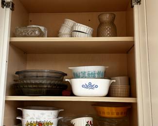 Large assortment of Corning ware.