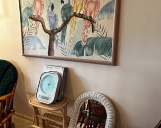 Wicker we all mirror , rattan small table with magazine rack