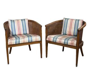 PAIR MID-CENTURY BARREL BACK CHAIRS | l. 24 x w. 26 x h. 27 in