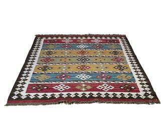 FLAT WOVEN CARPET | Colorful bands of geometric devices - l. 94 x w. 69 in