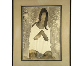 NITA KLEIN WATERCOLOR | Woman with arms folded Watercolor on paper Identifying information on verso - w. 16.25 x h. 20.25 in (frame)