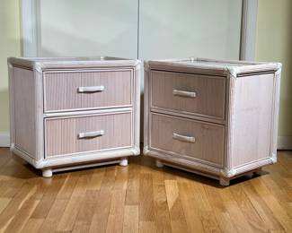(2PC) RATTAN NIGHT STANDS | l. 22 x w. 15 x h. 22 in