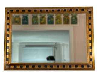 BRONZE AND BLACK WOOD FRAMED MIRROR | Beveled mirror - l. 42.5 x w. 30.5 x h. 2 in
