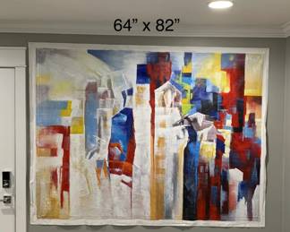 Large abstract Painting, Primary Colors, unframed.