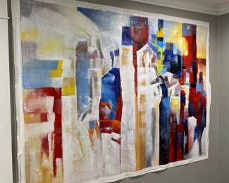 Large abstract Painting, Primary Colors, unframed.