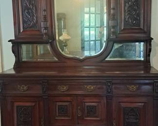 Antique Hand Carved Panels Buffet