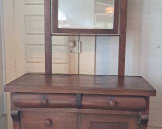 Oak wash stand with tiger wood trim