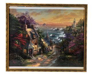Thomas Kinkade Limited Edition Print, No. 612/975, "The Village Lighthouse, Seaside Village I"
