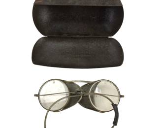 Antique Saniglas Safety Goggles With Metal Case