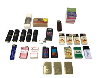 Collection Of Advertising Cigarette Lighters & Matches, BRAND NEW