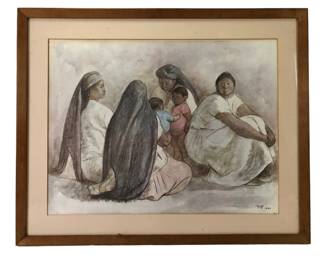 Framed Francisco Zuniga Offset Lithograph, Mujeres De Oaxaca