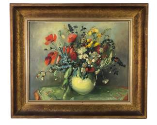 (Listed Artist) Signed Zsuzsanna Suger Floral Still Life Oil On Canvas Painting
