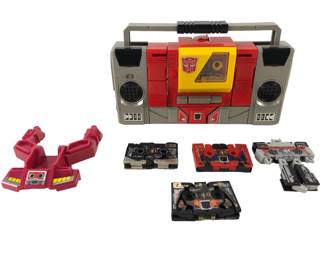 Vintage 1984 Transformers G1 Blaster Boom Box With Cassettes, Computron Chest 