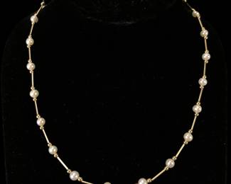 14K Yellow Gold & Freshwater Pearl Necklace