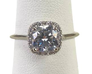 14K Moissanite Forever One Signature Halo Engagement Ring