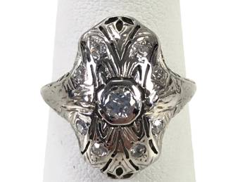 Vintage 14K White Gold Natural Diamond Ring