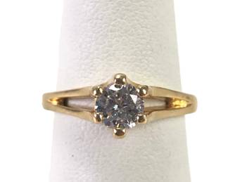14K Yellow Gold Natural Diamond Engagement Ring