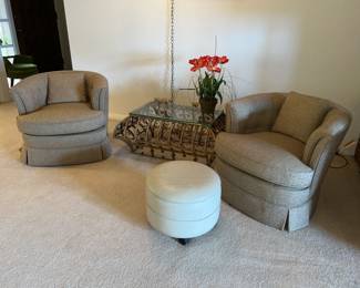 Pair of swivel occasional chairs recently recovered $95 each 