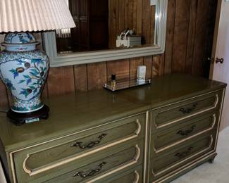 Two Thomasville green 3 drawer chests $150 each 