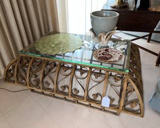 MCM wrought iron coffee table $395