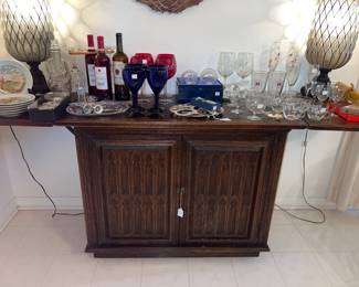 Heavy solid wood, mid century, modern bar/Buffet $295