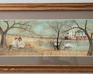 Picnic at the Mill Numbered P. Buckley Moss Print