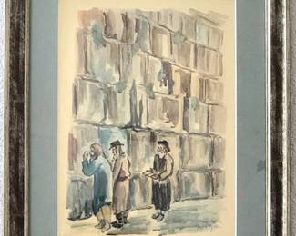 David Gilboa Wailing Wall Original Watercolor