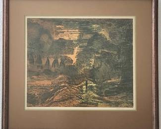 Interesting Vintage Artist Signed Lithograph