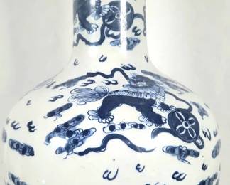 Chinese Blue & White Porcelain Ground Vase