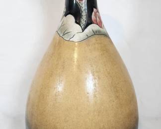 Black and Brown Glazed Asian Porcelain Vase