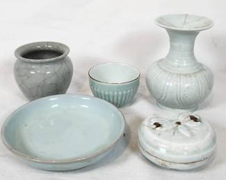 Mint Glazed Chinese Porcelain Vases & Bowls