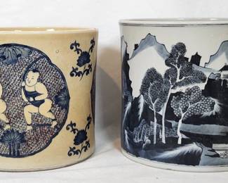 Chinese Blue and White Ceramic Planter Pots