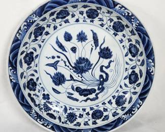 Chinese Blue White Porcelain Chrysanthemum Platter