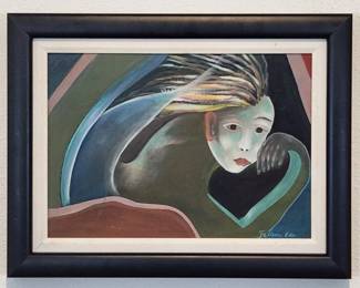 Neat Original Framed Surrealist Oil Painting