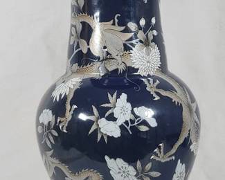 Navy Blue Glaze Chinese Porcelain Dragon Vase
