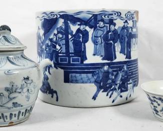 Chinese Blue & White Porcelain Vase and Pots
