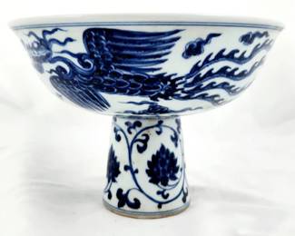 Chinese Blue & White Phoenix Platter