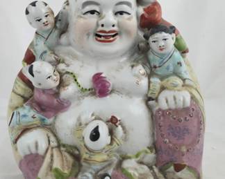 Chinese Buddha with Children Porcelain Figure