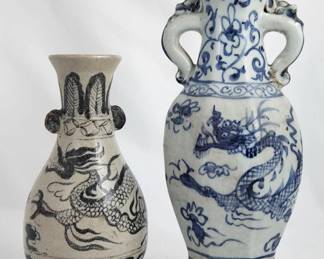Chinese Blue and White Porcelain Dragon Vases