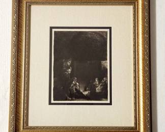 Rembrandt Van Rijn Framed Etching - The Entombment