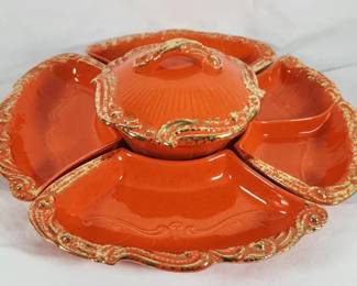 Nice Vintage California Pottery Lazy Susan Set