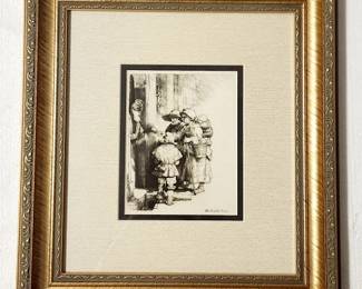 Rembrandt Van Rijn Etching Peasant Receiving Alms