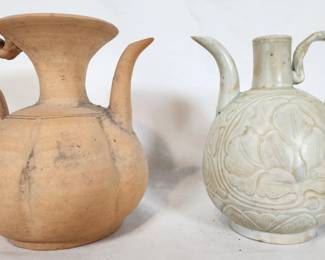 Asian Terra Cotta & Cream Glaze Tea Pots
