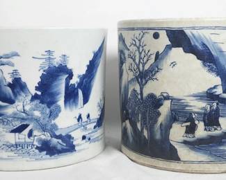 Chinese Blue & White Landscape Planter Pot