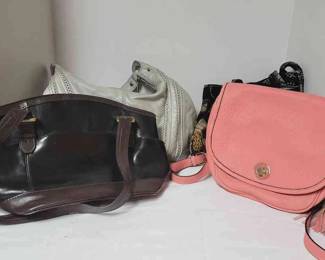Coral Saacmizah, Brown Black Tiganello, Silver Tignanello And Blue Brown Cloth Sac Purse