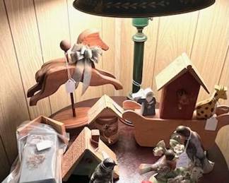 Folk Art Pieces and Bird Figurines