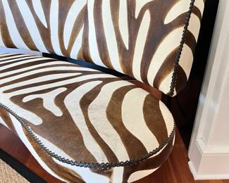 Zebra Hair Settee with Whip Stitching