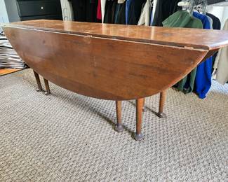 1850's Antique Irish Wake Gate Table with Claw Feet 89" L x 20" W ( 58" W with sides pulled up) x 28" H