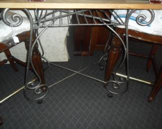 Wood top iron base island