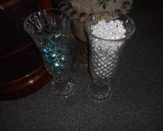 Badash 21" Hurricane Oxford cut crystal Vases. Great for display...Orniments and bead garland